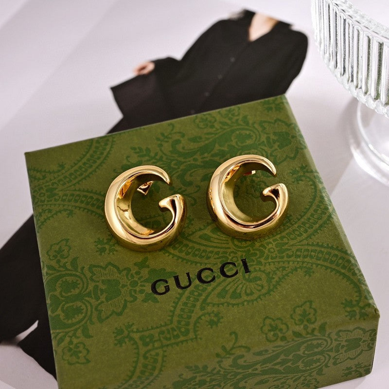 18K Gucci Double GucciLogo Earrings
