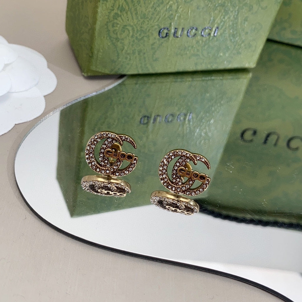 18K Gucci Double Logo Diamonds Earrings
