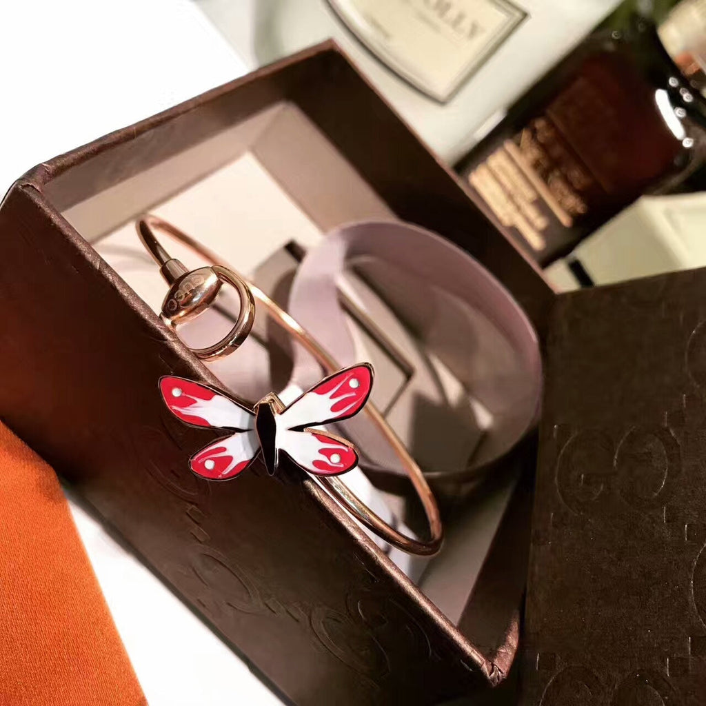 18K Gucci Double Flora Bangle Bracelet