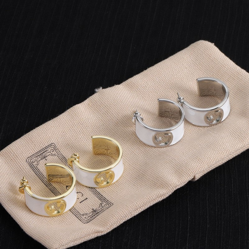 18K Gucci Double Color Enamel Earrings
