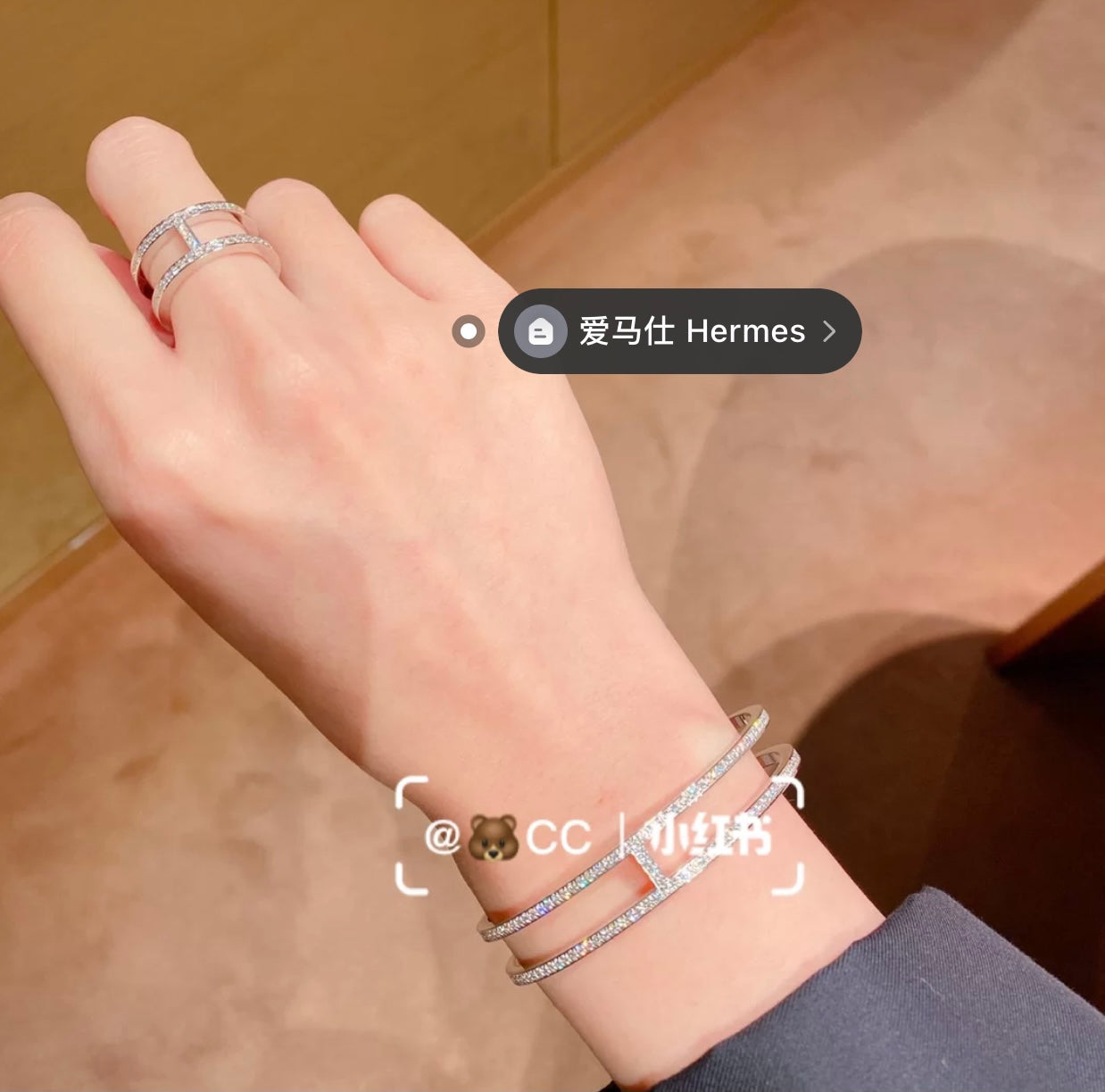 18K Hermes Ever Chain D¡ ̄ancre Cuff Diamond Bracelet