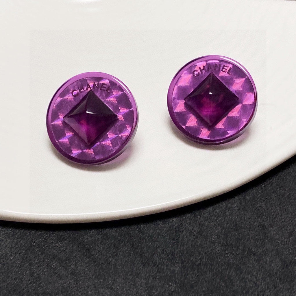 18K Chanel Vintage Purple Earrings