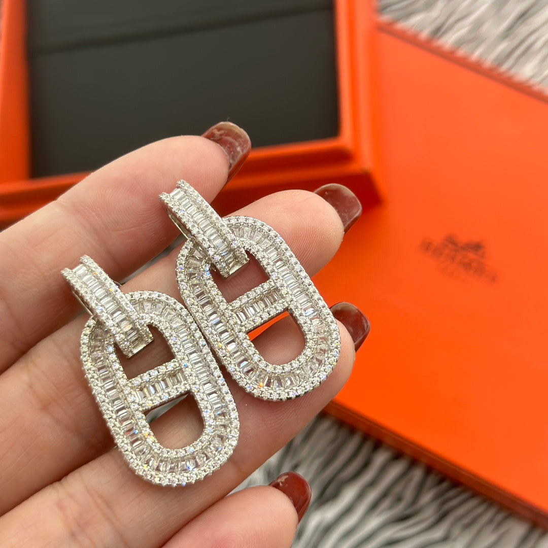 18K Hermes Diamonds Earrings