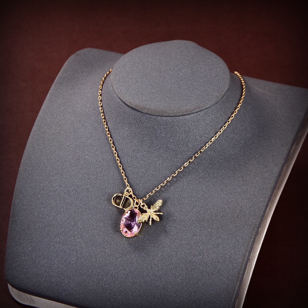 18K Dior Petit Pink Crystal Necklace