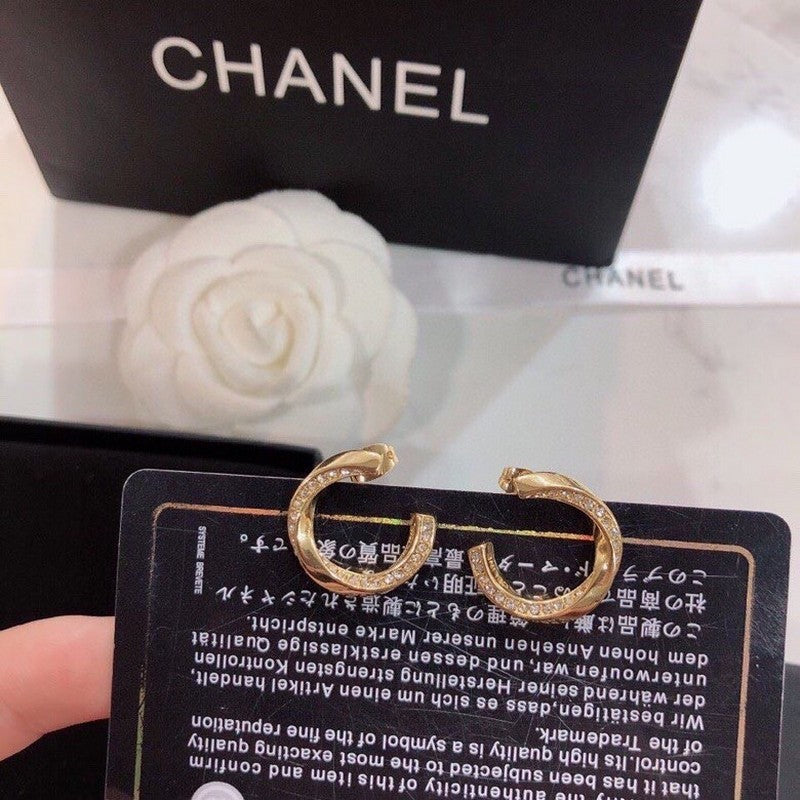 18K Chanel Half Circle Diamond Earrings